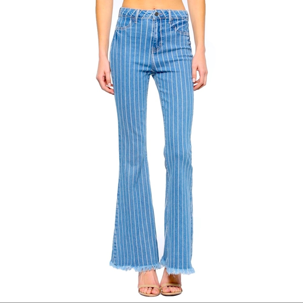 LAST ONE!! Cello Jeans Striped Super Flare Jeans - Picture 5 of 14